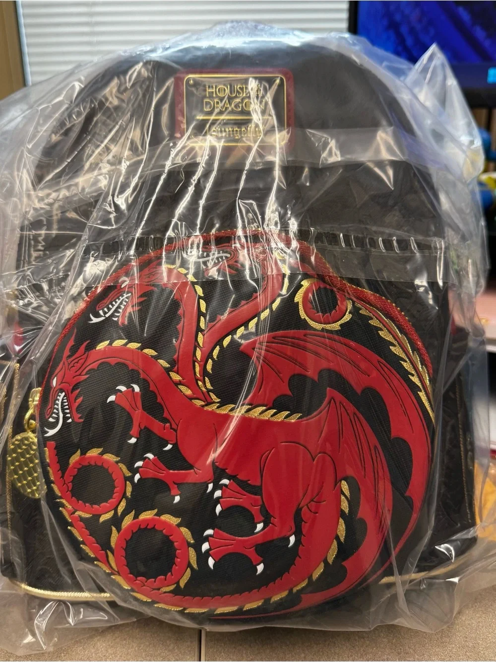 Loungefly House of Dragon House Targaryen AOP Black Sigil Mini Backpack NWT